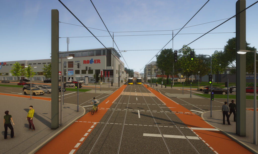 Rendering Straßenbahnstrecke Mahlsdorf.