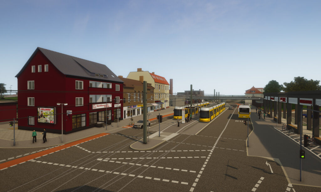 Rendering Straßenbahnstrecke Mahlsdorf.